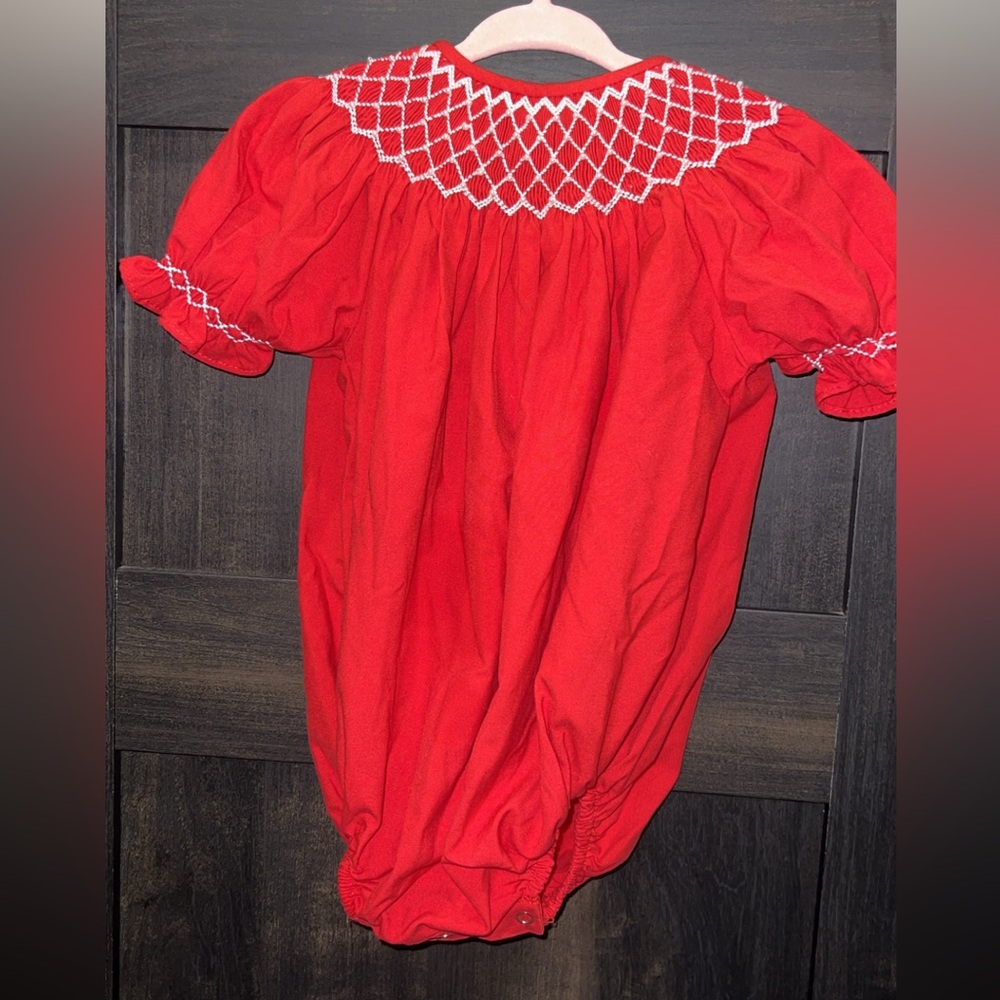 Red Smocked Baby Bubble